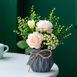 摆件客厅花瓶电视柜插花艺装饰品鹿笙家居小假花卉北欧餐桌仿真花