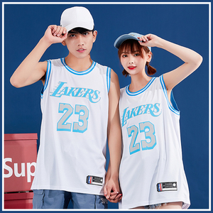 湖人队城市版篮球服女情侣装23号詹姆斯戴维斯球衣男宽松潮流嘻哈