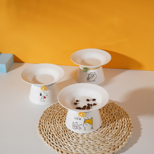 陶瓷猫碗猫盆猫食盘保护颈椎猫粮碗宠物喝水碗狗碗高脚饭碗猫咪碗