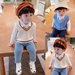 婴儿童装宝宝马甲针织衫男童背心上衣新款小童外套潮韩版秋装外穿