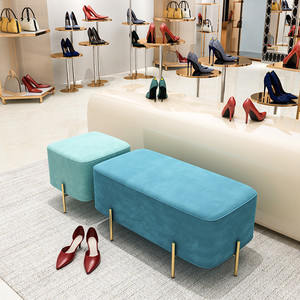 丝绒鞋店长条沙发凳门口试衣间试鞋换鞋凳小椅子服装店穿鞋椅凳子