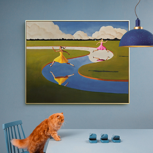 三小姐 现代人物风景抽象装饰画 客厅大幅沙发背景墙面挂画壁画