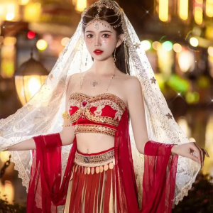 异域风敦煌飞天古装汉服裙女西域公主服西双版纳云南写真旅拍服