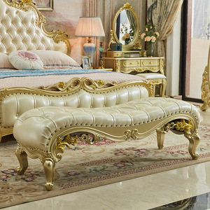 欧式床尾凳卧室长条凳床边床榻床脚美式轻奢床踏床前凳香槟色家具