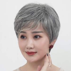 中老年人假发女短发妈妈短卷发花白色奶奶灰70岁80老太太假发头套