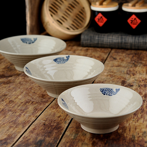 中国风瓷碗土陶粗陶碗复古面碗瓷商用大碗斗笠喇叭农家碗陶瓷碗陶