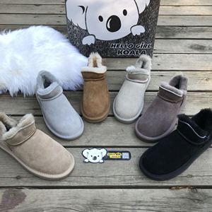 正品考拉小熊hello girl koala雪地靴v口牛皮羊