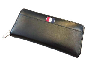 促销礼物红白蓝竖长款牛皮光面拉链钱包手拿包皮夹钱夹皮包男女