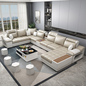 布艺沙发组合大小户型转角可拆洗客厅套装现代简约免洗科技布沙发