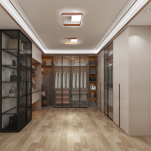 定制步入式衣帽间全屋爱格板一门到顶衣柜轻奢走入式玻璃门衣帽间