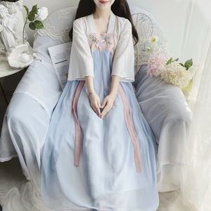 中国风秋冬季仙气女装现代 改良版刺绣汉服古装日常可穿连衣裙子