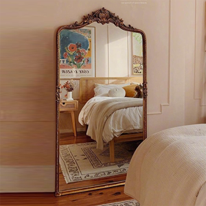法式复古全身镜壁挂式家用雕花大镜子欧式落地镜美式挂墙穿衣镜子