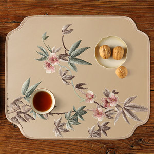 新中式餐桌垫刺绣装饰垫西餐垫餐盘垫烟灰缸花瓶垫布茶几杯垫布艺