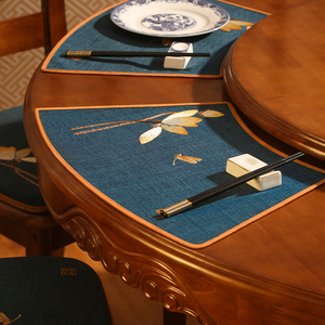 新中式圆桌扇形餐垫隔热垫高档碗垫西餐盘餐具垫防烫定制餐桌垫布