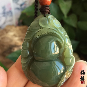河磨玉葫芦吊坠和田老玉带皮玉石颈饰品男女款透闪石籽料玉坠礼物
