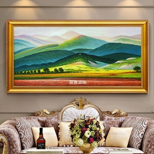手绘巨人山油画欧式客厅沙发办公室无水装饰画玄关风景背有靠山画