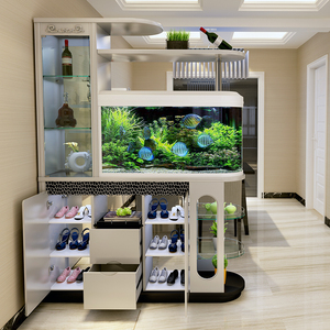 简约门厅带鱼缸玄关隔断柜 多功能餐厅酒柜客厅入户鞋柜屏风装饰