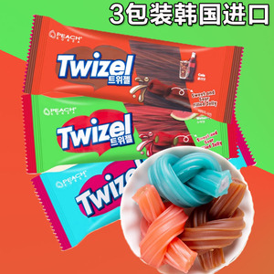 【3袋装】火扭扭糖！韩国进口水果味长条凝胶糖果儿童爆酸软糖70g