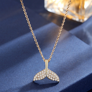 镶钻鲸鱼尾巴吊坠项链女潮个性精致时尚网红小众锁骨链七夕礼物