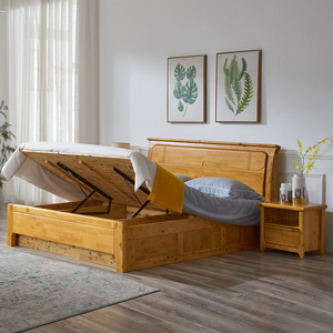 纯实木柏木双人床大床原木床高箱储物1.5米1.8米定制卧室家具包邮