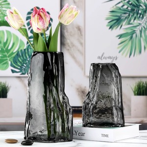 欧式北欧现代简约家用鲜花花瓶加厚手工玻璃透明插花摆件水培水养