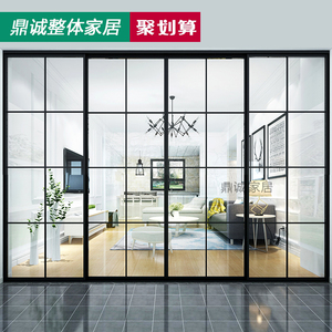 厨房推拉门卫生间门窄边框玻璃移门铝镁钛合金阳台吊趟门隔断定做