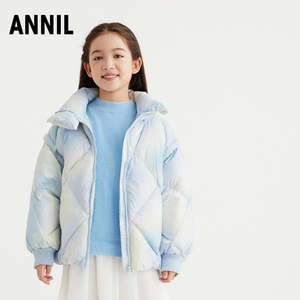 annil安奈儿童装冬季女童短款羽绒服女孩保暖舒适外套