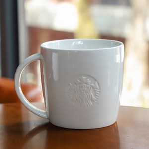 星巴克马克杯白色陶瓷杯浮雕经典美人鱼水杯大口门店专用杯随手杯