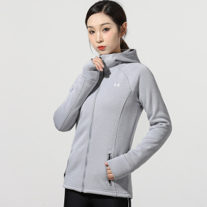 安德玛灰色连帽外套女装2021冬季新款运动服休闲跑步夹克1346363