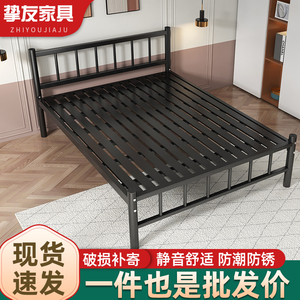 单人床铁床1m经济型现代简约宿舍床加厚加固家用简易出租房用1.5m
