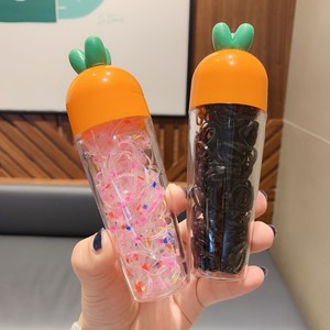 韩国东大门同款一次性儿童皮筋胡萝卜罐装透明小皮筋彩虹儿童发绳