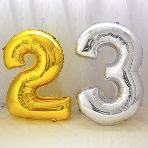 26寸铝膜铝箔数字气球金银色结婚儿童生日100百天宴布置装饰派对