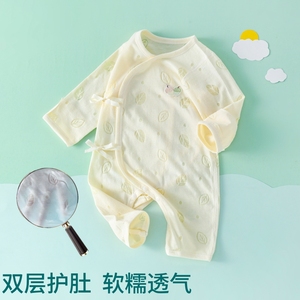 新生婴儿儿衣服夏季0一3月6男宝宝2纯棉衣服薄款夏装长袖连体睡衣