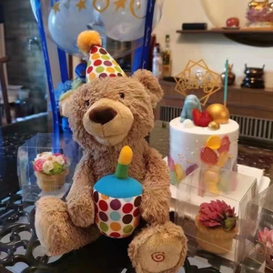 Gund生日熊毛绒玩具泰迪熊唱歌小熊吹蜡烛1-2-3-6岁儿童生日礼物