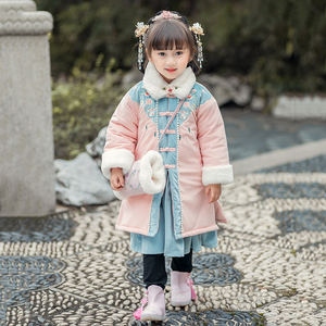 女童汉服古装小女孩中国风加绒加厚喜庆拜年服中小童明制长袄原创