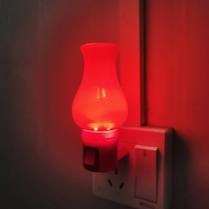 红色小夜灯玉瓶LED壁灯婚庆入伙长明守岁招财红灯笼床头灯发廊灯