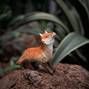 实木手工雕刻品狐狸摆件创意礼物木质工艺客厅装饰品精品车载手作