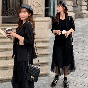 000人付款淘宝小西装配纱裙套装内搭连衣裙西服外套加