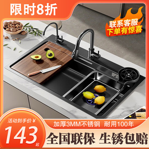 加厚304不锈钢水槽家用手工大单水槽厨房洗菜盆洗碗池槽台下盆抗