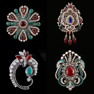 欧美复古巴洛克宫廷风胸针女高档气质水晶徽章胸花别针大衣配饰品