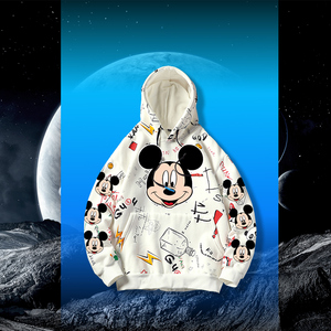 连帽卫衣男卡通联名印花潮牌宽松加大码情侣款休闲卫衣米奇外套