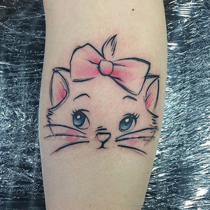 卡通可爱彩色蝴蝶结小猫咪猫头纹身贴防水男女持久手臂脚踝小清新