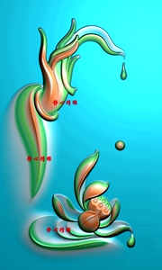 玉雕精雕图灰度图浮雕图佛手玉雕图荷花观音手 佛手水滴莲花f15