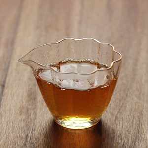 锤目纹玻璃公道杯莲花杯纯手工描金品茗核桃杯耐热花茶杯功夫茶具