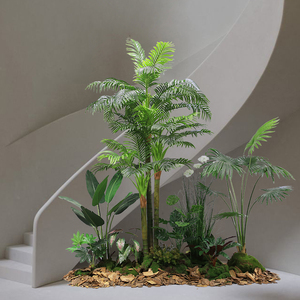 大型仿真绿植造景楼梯下景观假植物盆栽室内植物橱窗装饰场景布置