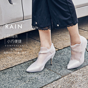 雨中秀女士高跟鞋套防水雨天防滑耐磨加厚底一体注塑便携易穿脱