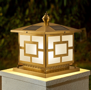 全铜别墅灯柱头灯中式纯铜柱子灯立户外防水墙头柱门柱围墙庭院