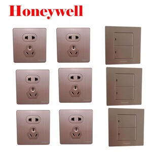 霍尼韦尔开关插座 典雅拉丝金带led灯开关插座 带双usb开关插座