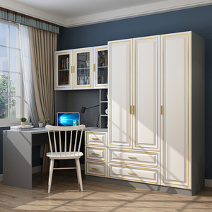 转角书柜电脑桌儿童衣柜书桌组合一体现代简约学生学习桌储物书架