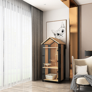 喵赞猫笼别墅实木豪华三层家用猫房屋猫舍猫笼子猫咖猫柜子可定制